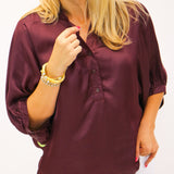 Marine Button Down Top, Maroon