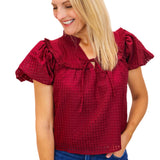 Leeland Puff Sleeve Top, Maroon