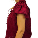 Leeland Puff Sleeve Top, Maroon