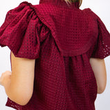 Leeland Puff Sleeve Top, Maroon