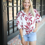 Claudia Top, Maroon Vine
