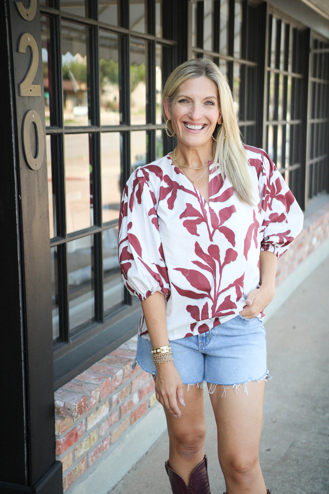 Claudia Top, Maroon Vine