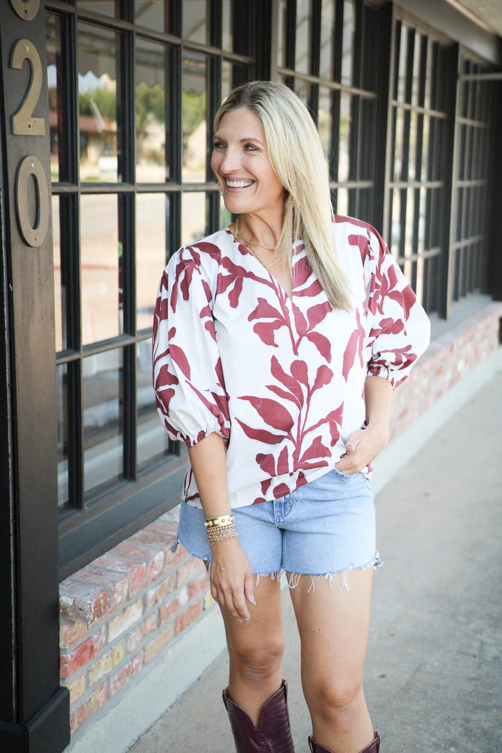Claudia Top, Maroon Vine