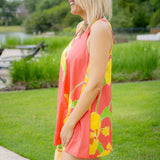 Fireglow Mini Dress, Coral Yellow