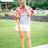 Edie Top, Poppy Patch Blueberry