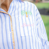 "Beach/Ocean Air, Salty Hair, Don't Care" Cover-Up Shirt, Blue