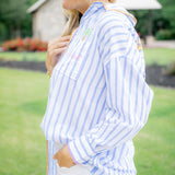 "Beach/Ocean Air, Salty Hair, Don't Care" Cover-Up Shirt, Blue