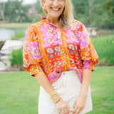 She Is The Moment Top, Fuschia Multi