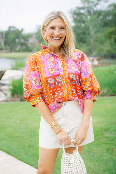 She Is The Moment Top, Fuschia Multi