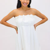 Clemira Pleated Mini Dress, White
