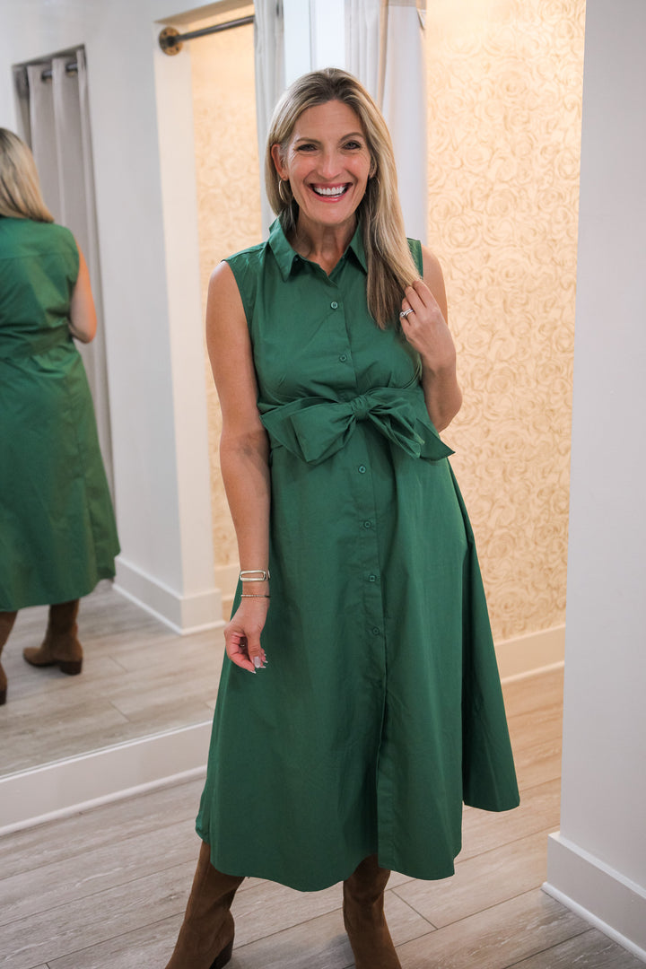 Palm Court Midi Dress, Olive