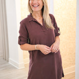 Long Sleeve A-Line Dress, Pinot Noir