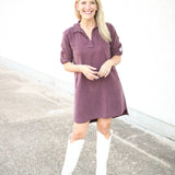 Long Sleeve A-Line Dress, Pinot Noir