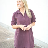 Long Sleeve A-Line Dress, Pinot Noir
