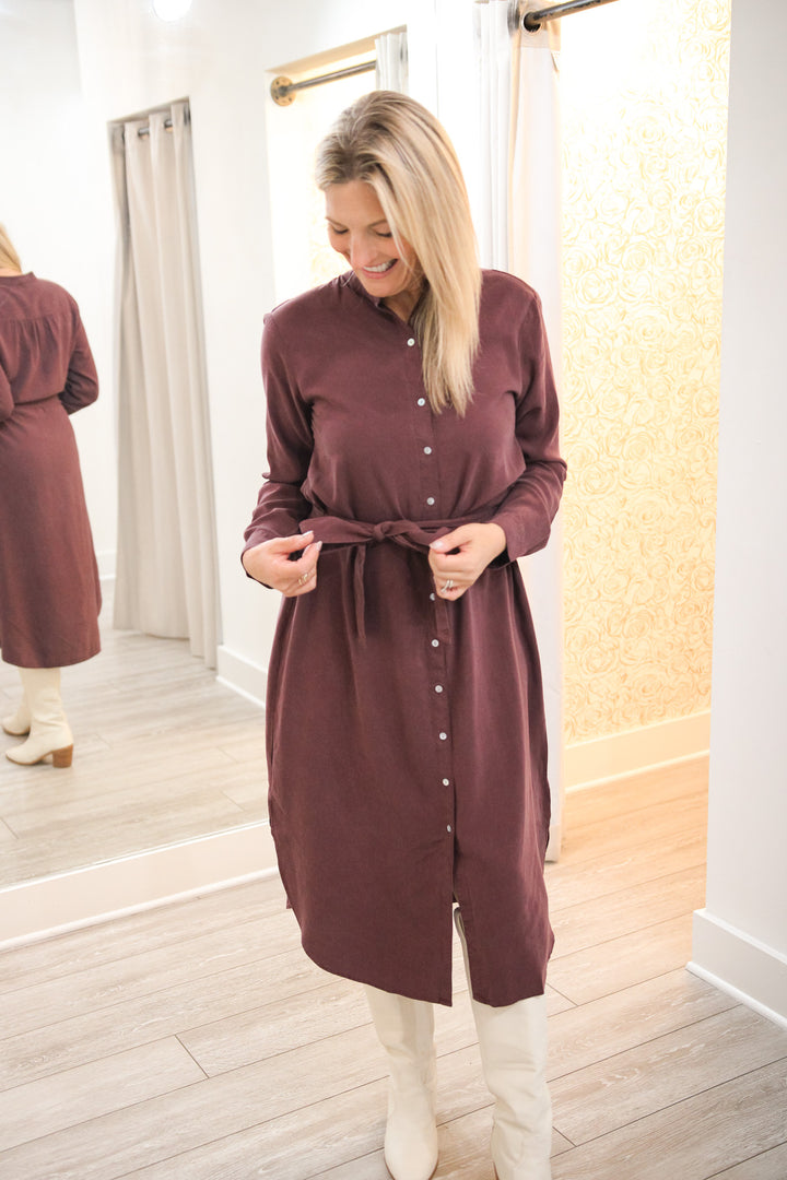 Flowy Hem Maxi Dress, Pinot Noir