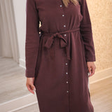 Long Sleeve A-Line Dress, Pinot Noir