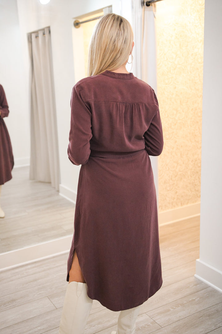 Flowy Hem Maxi Dress, Pinot Noir