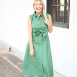 Palm Court Midi Dress, Olive