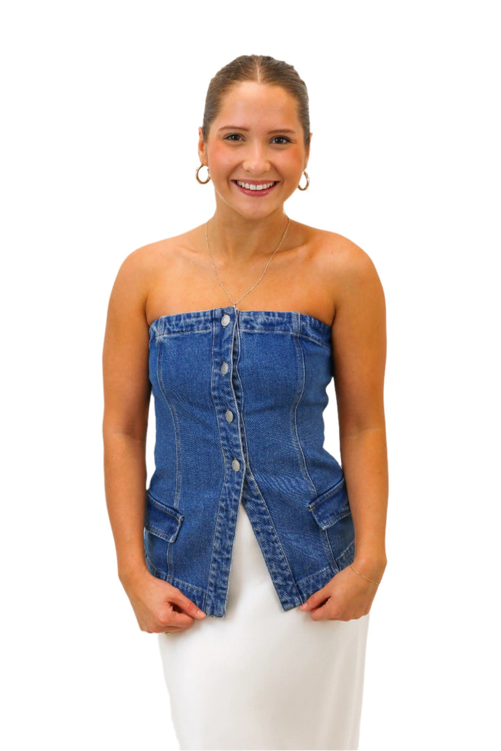 Leave It Up To Me Denim Tube Top