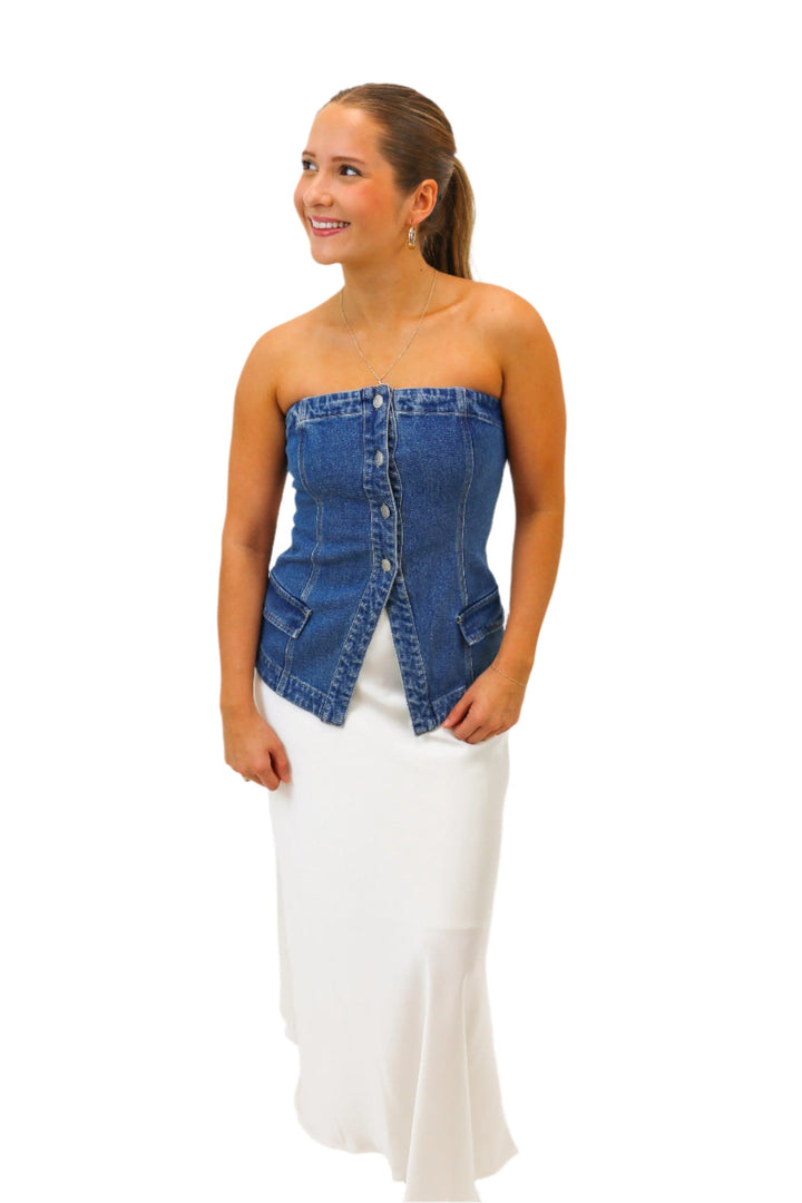 Leave It Up To Me Denim Tube Top