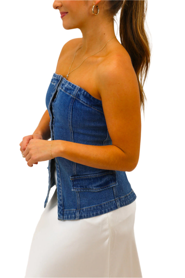 Leave It Up To Me Denim Tube Top