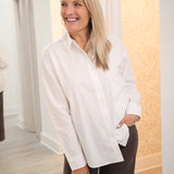 Elevated Poplin Button Up Shirt, White
