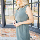 Polyanna Half-Zip Dress, Thyme