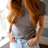 Renae Rib Short Sleeve Top, Khaki Green