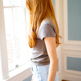 Renae Rib Short Sleeve Top, Khaki Green