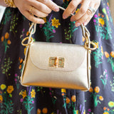 Bamboo Clasp Crossbody Bag, Gold