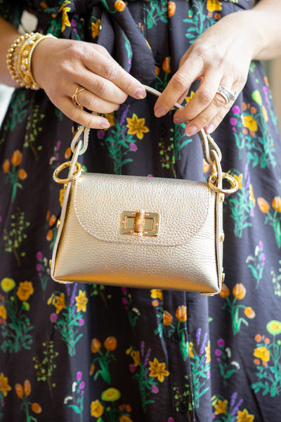 Bamboo Clasp Crossbody Bag, Gold