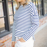 Spanx Airessentials® Crewneck Long Sleeve Top, Yatch Stripe Navy