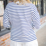 Spanx Airessentials® Crewneck Long Sleeve Top, Yatch Stripe Navy