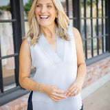 Freida V-Neck Tank, Blue Clay