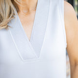 Freida V-Neck Tank, Blue Clay