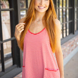 Hot Shot Printed Mini Dress, Court Stripe Grapefruit