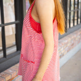 Hot Shot Printed Mini Dress, Court Stripe Grapefruit