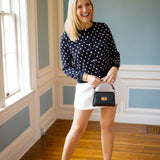 Love Me Dot Sweater Top, Black/White