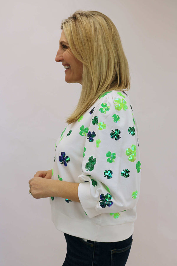 White Scattered Four Leaf Clover Top
