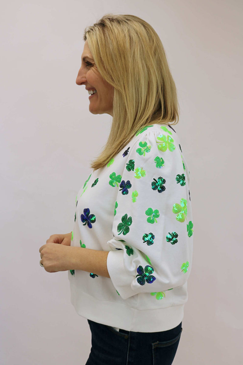 White Scattered Four Leaf Clover Top
