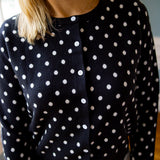 Love Me Dot Sweater Top, Black/White