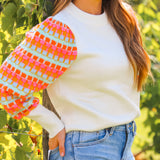 Make A Statement Colorful Sleeve Sweater