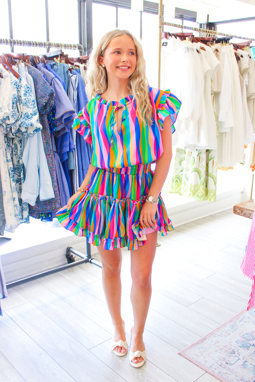Monet Mini Dress, Summer Rainbow