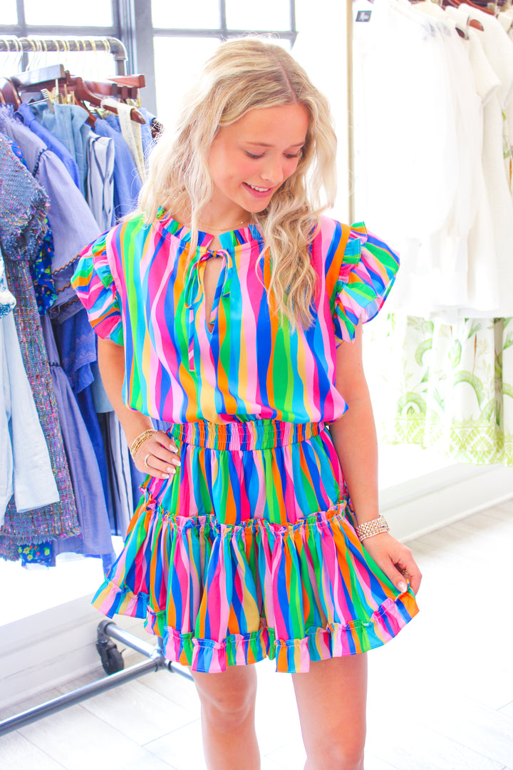 Monet Mini Dress, Summer Rainbow