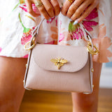 Leather Bee Mini Bag, Nude