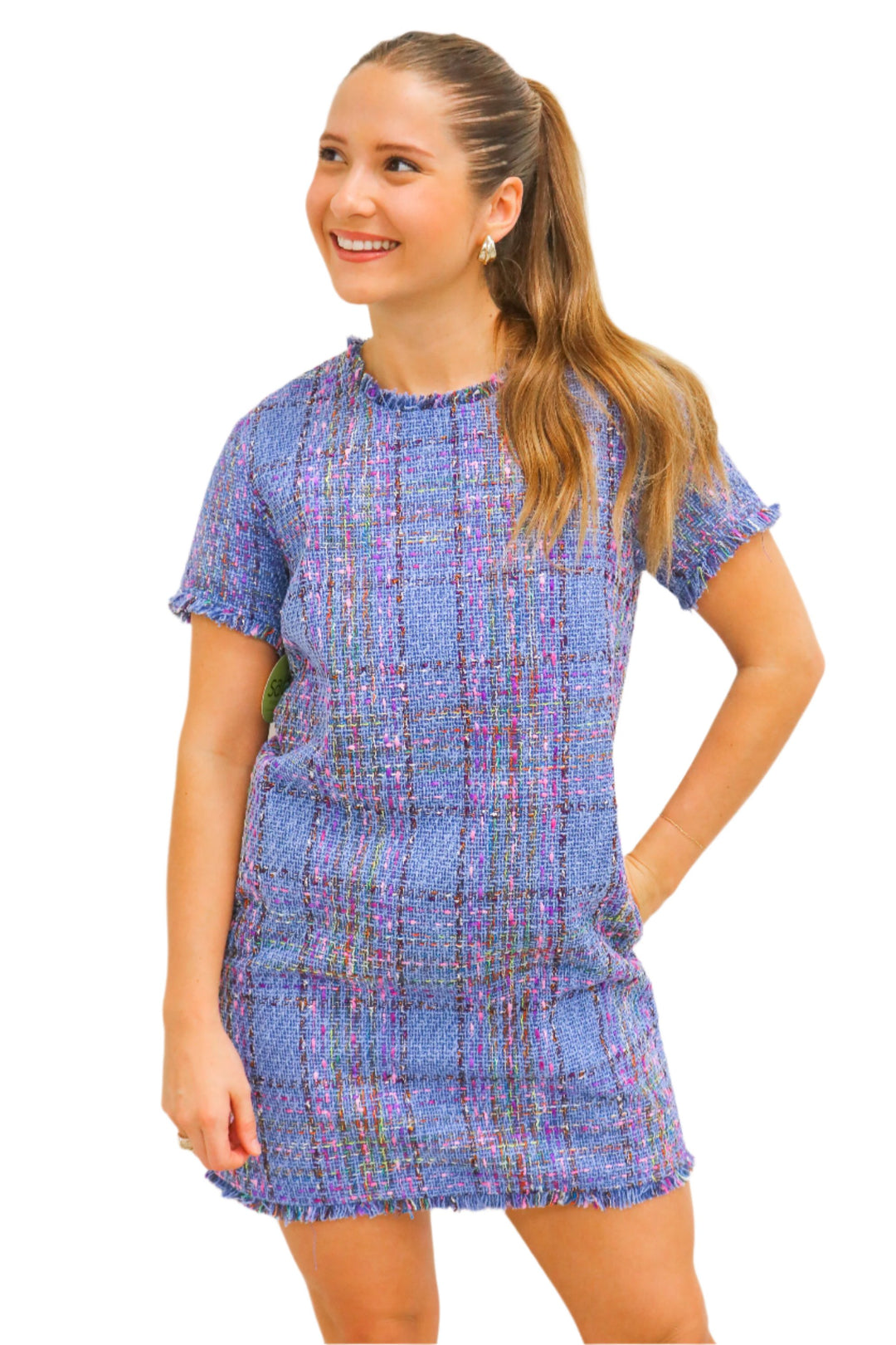 Ria Tweed Dress, Blue