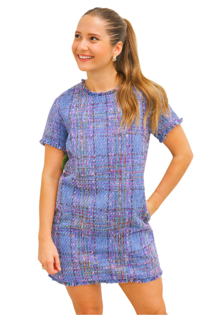 Ria Tweed Dress, Blue