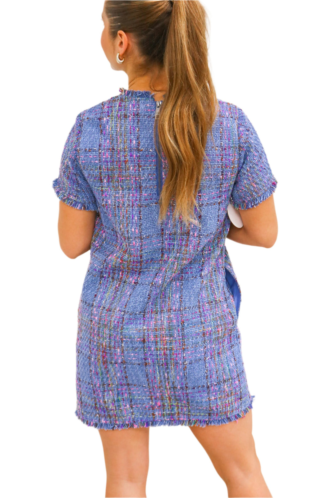 Ria Tweed Dress, Blue