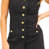 Strictly Business Button Down Romper, Black