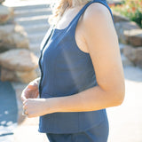 Spanx® Easybreezy Cotton Linen Button-down Vest, Timeless Navy